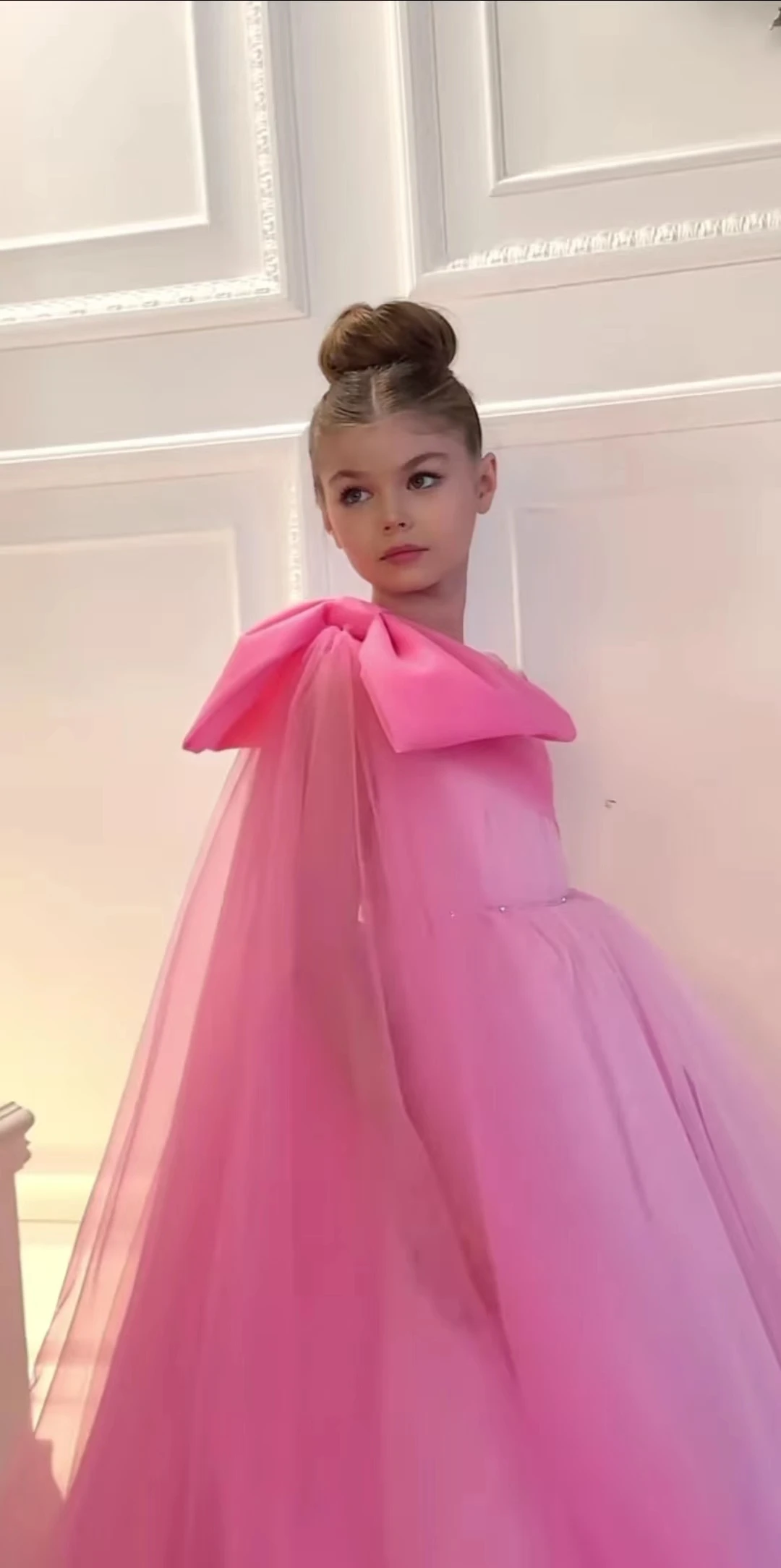 AsaNagi-Vestido de tul rosa para niña pequeña, traje de Fiesta de cumpleaños con un hombro al descubierto, 2023