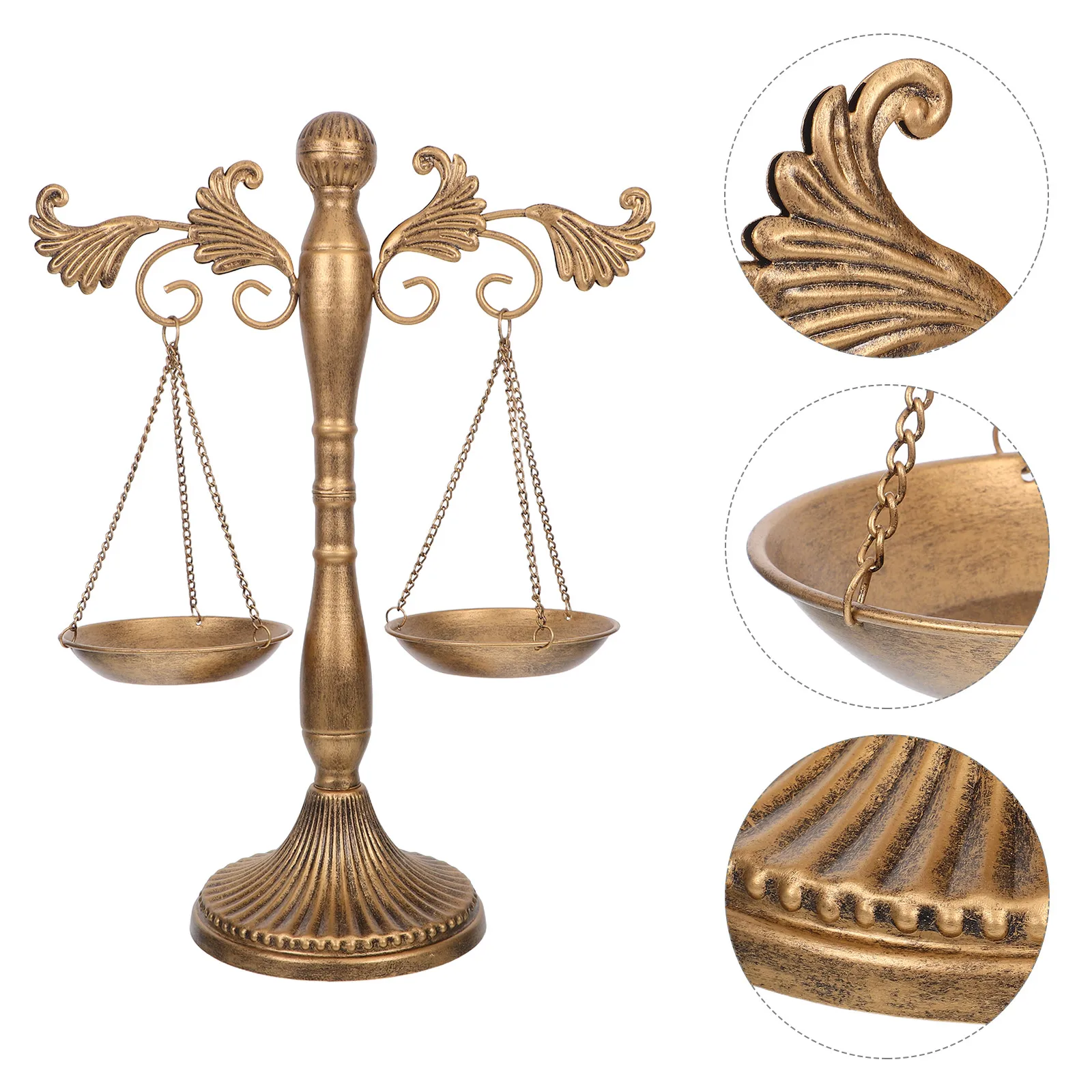 Vintage Iron Balance Scale Statue Decorative Metal Libra Jewelry Display Tray Multifunctional Jewelry Stand Home Office Decor