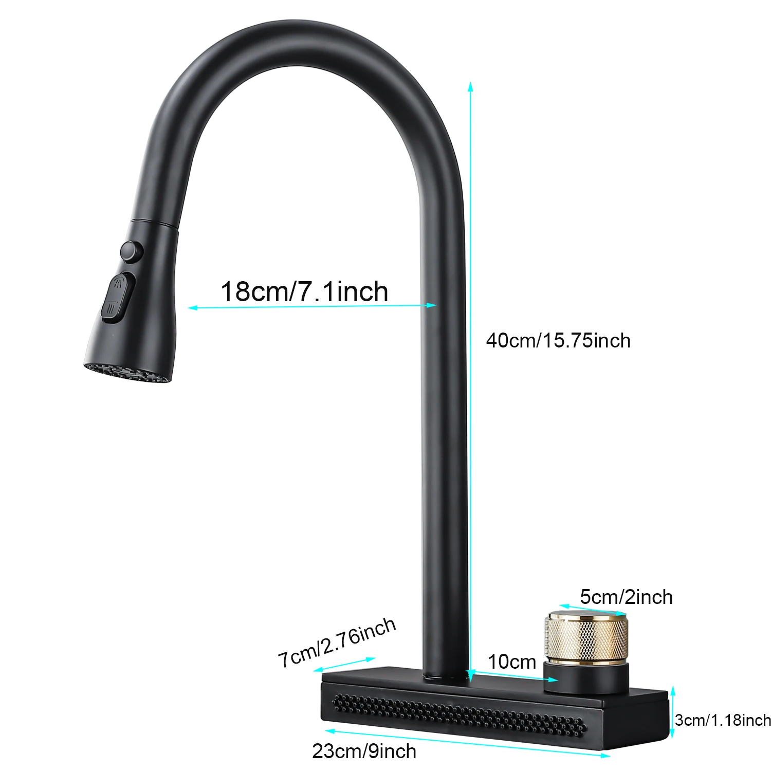 Waterfall Black Kitchen Faucet Can Pull 4 Ways Water Outlet Methods Cold and Hot Brass Single Hole Sink Tap