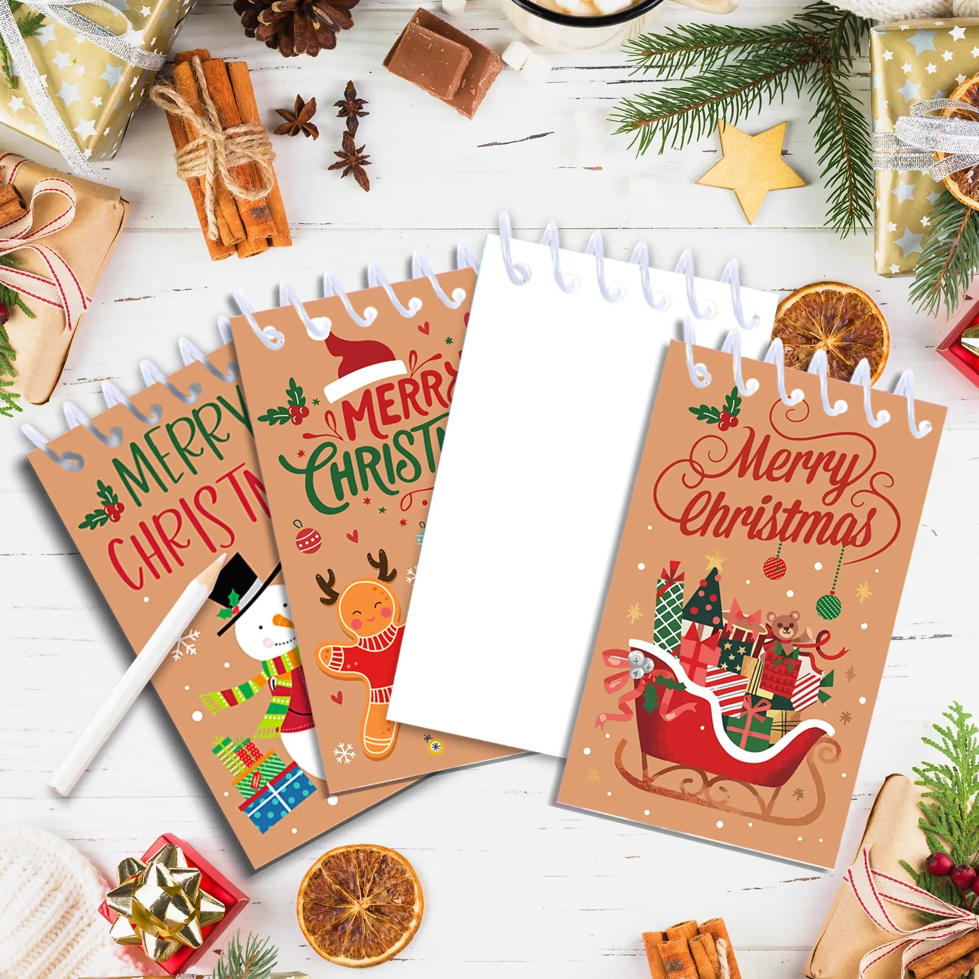 8/16/24 قطعة عيد الميلاد دوامة جيب دفتر المحمولة مذكرة الوسادة الصغيرة لفائف كتيب دفتر يوميات المدرسة لوازم الحفلات #3