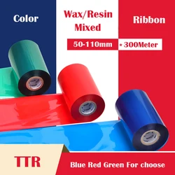 Farbe Wachs Harz Gemischt Thermische Transfer Band Rolle Carbon Faser Band Barcode Label Papier TTR 50-110mm Breite 300mLength