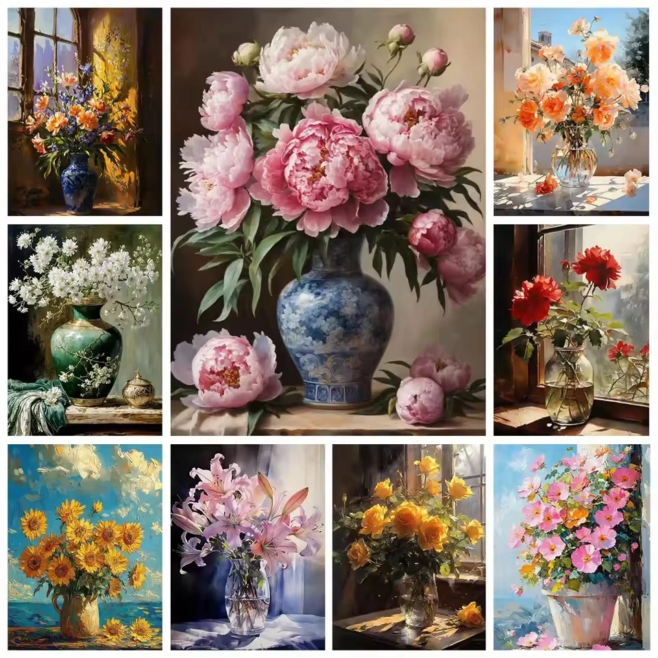 5D DIY Diamantmalerei Neue Kollektion Vase Blumen Diamant-Mosaik Farbenfrohe Handgemachte Kunst Kreuzstich-Set 2026 Heimdekoration