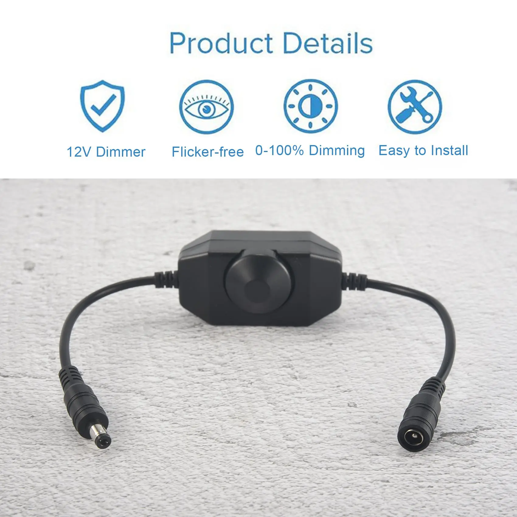 XTECH LED 바 조명 조광기, DC 12V-24V 6A 조광기 스위치, LED 바 조명에 적합, LED 로프 조명 3528, 5050, 5630(검은색)