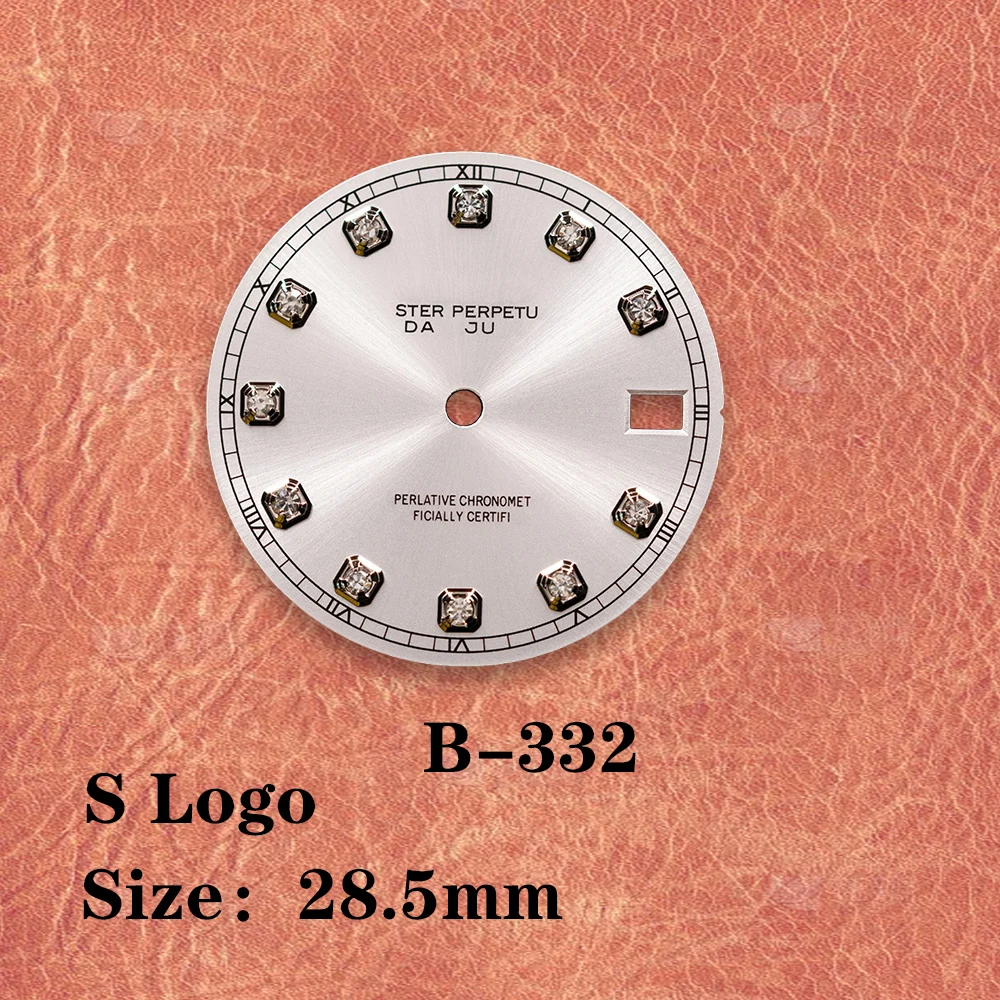 28.5mm S Logo New Diamond brown Sunray Dial Suitable For NH35/NH36 Japan Movement Watch Modification Accessories view 6
