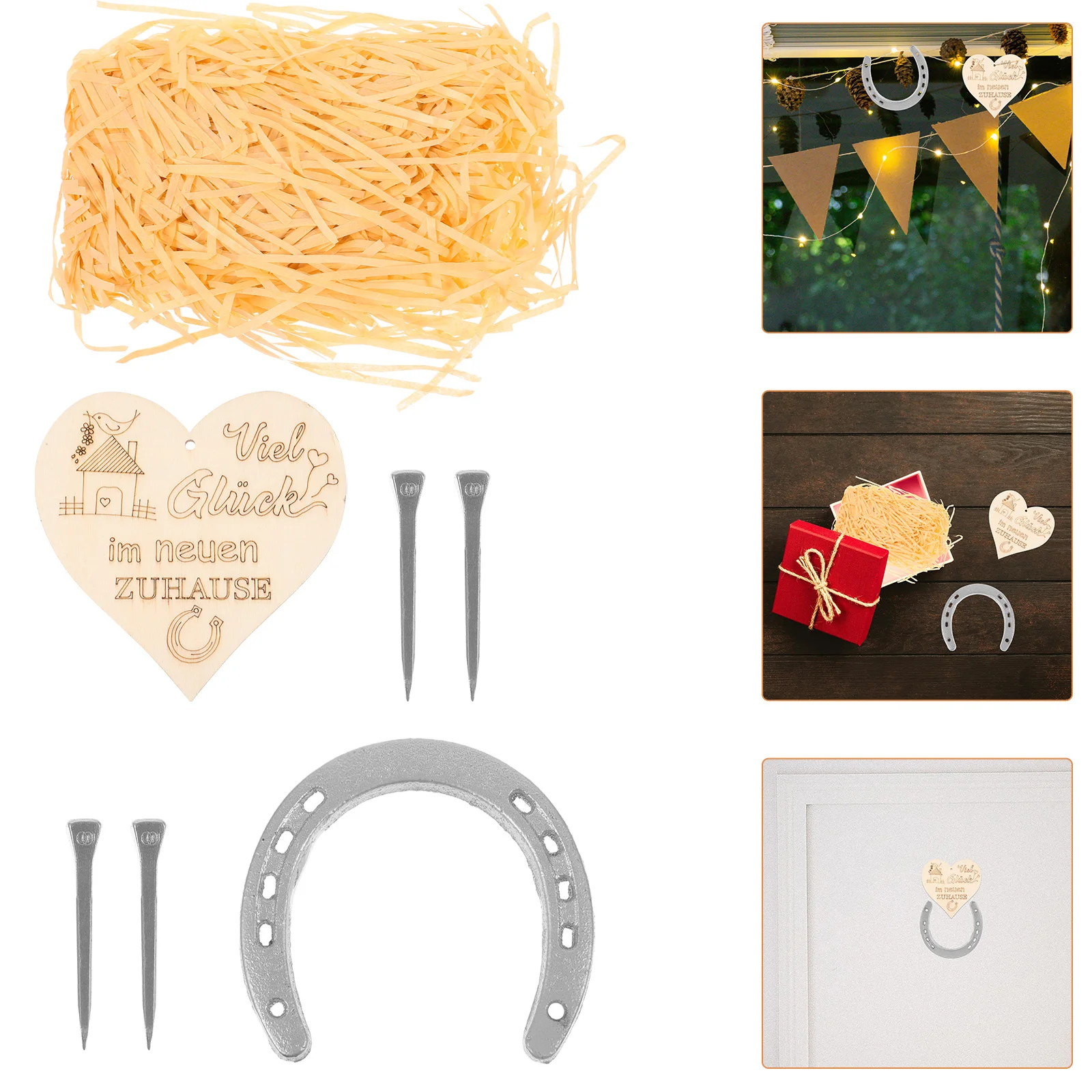 

1 set 1 Set Horseshoe Wall Decor Gift Iron Wood Metal Art Hanging Ornament For Home Wedding Party Decoration