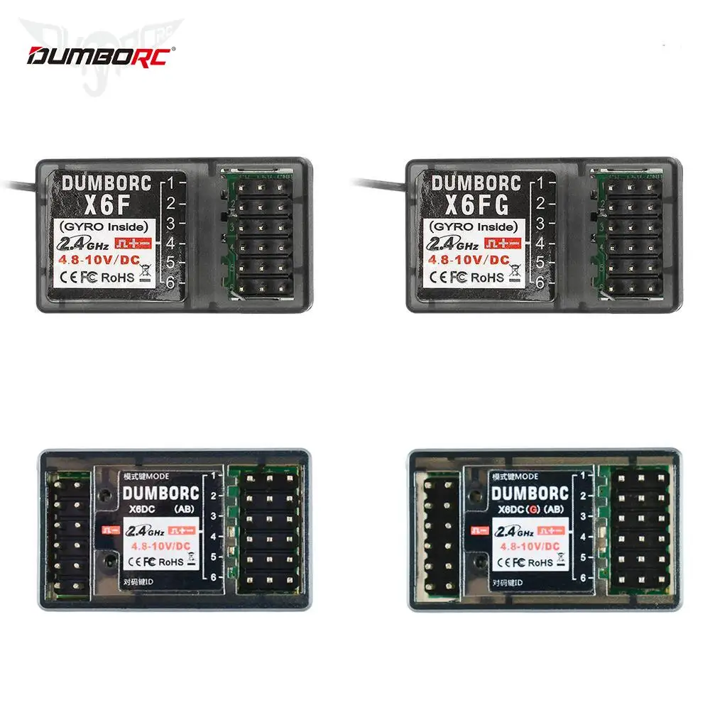 RC Servo DUMBORC X6F/X6FG/X6DC/X6DCG 2.4G 6CH Receptor de sistema de controle de rádio para X4 X5 X6 X6P Transmissor RC Car Boat