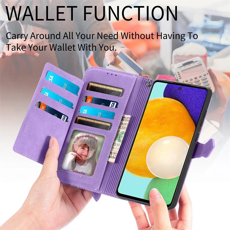 Zipper Flip Wallet Case For Samsung Galaxy Leather Cover A12 A13 A15 A34 A54 A53 A55 A52 A72 S20 S21 S22 S23 FE S24 Ultra Plus