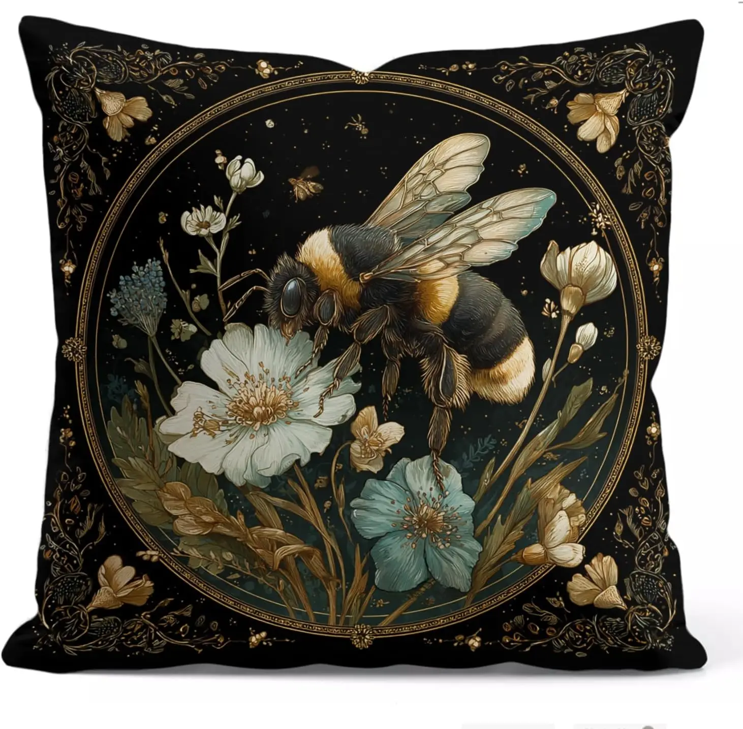 1pcsWilliam Morris Abstract Art Floral Bee Design Throw Pillow Cover Home Decor, Vintage Pillowcase Cover for Bed Sofa Living