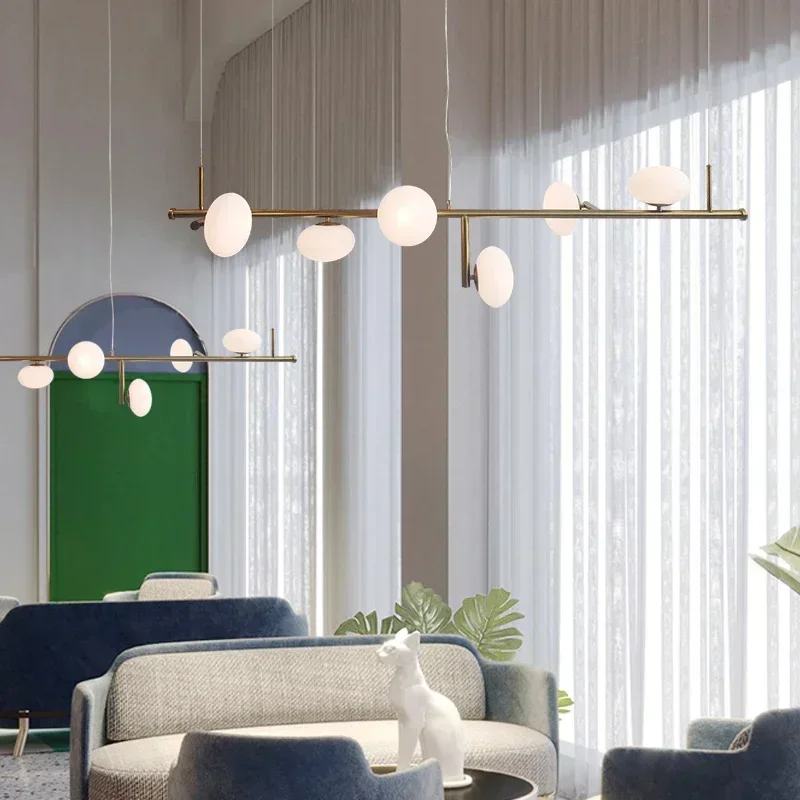 

Modern Linear Led Chandelier Frosted Glass Globe Pendant Lamp Kitchen Island Bedroom Dining Living Room Pendant Light Home Docer