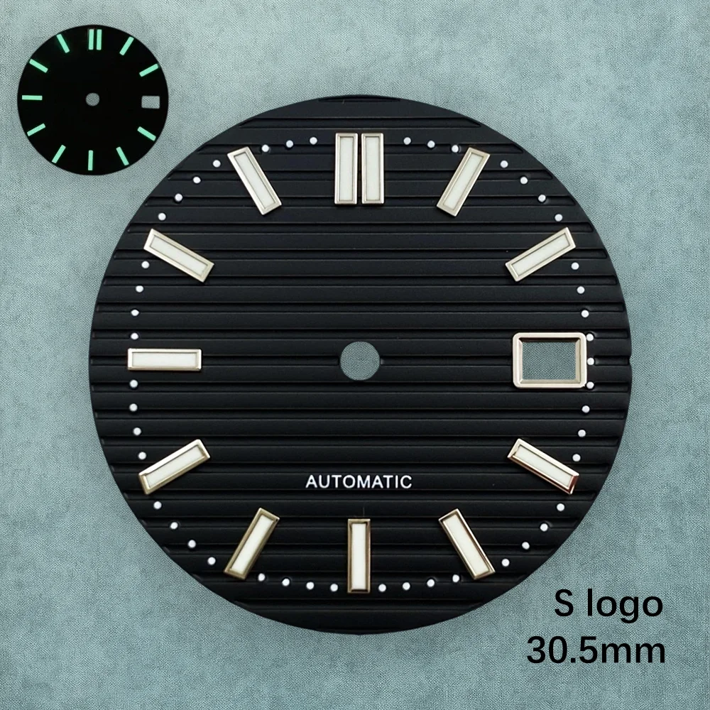 30.5 مللي متر S شعار نوتيلوس الهاتفي صالح NH35 NH36/4R/7S حركة الأخضر مضيئة شريط ساعة تعديل اكسسوارات أدوات إصلاح