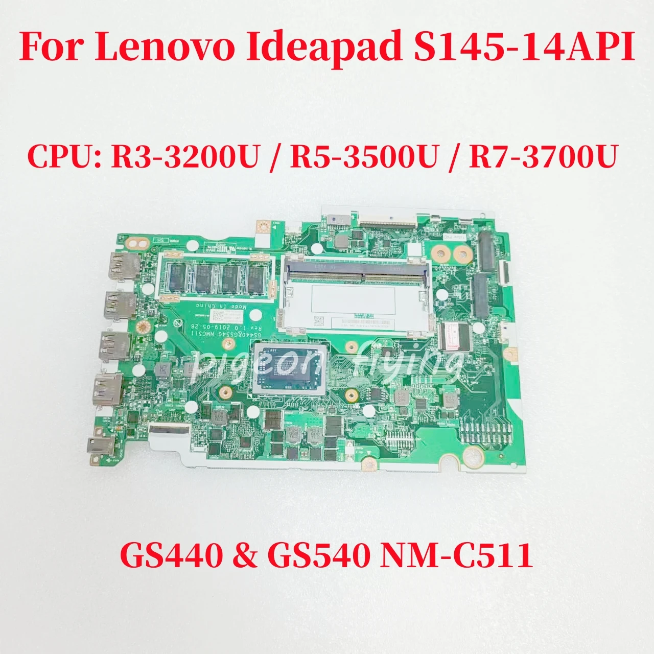 Placa base para ordenador portátil Ideapad S145-14API, CPU: R3-3200U, R5-3500U, RAM:4G, FRU: 5B20S42787, GS440 y GS540, R7-3700U