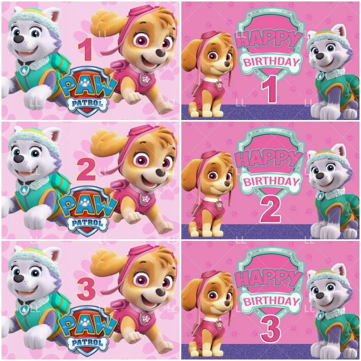 Decoración de Fiesta de Cumpleaños de la Patrulla Canina Rosa para Niños de 4, 5 y 6 Años, Bonito Fondo de Fotografía con Perrito, Regalo para Baby Shower de Niña