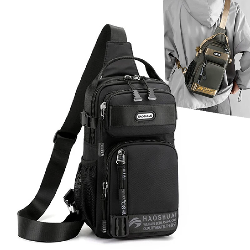 Men Cross Body Shoulder Chest Bag Sling Backpack Travel Tactical Military Waterproof Nylon Male Rucksack Messenger Bag