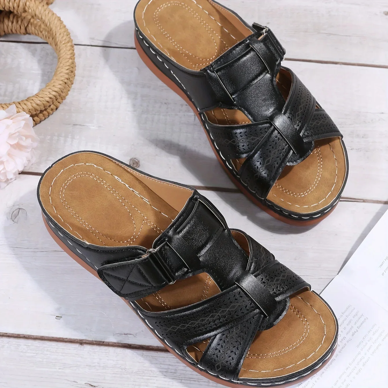 2026 Sommer Damen Keilsandalen Premium Orthopädische Offene Zehen Sandalen Vintage Rutschfeste Leder Freizeitschuhe Damen Plateau Retro Schuhe – Detail 13