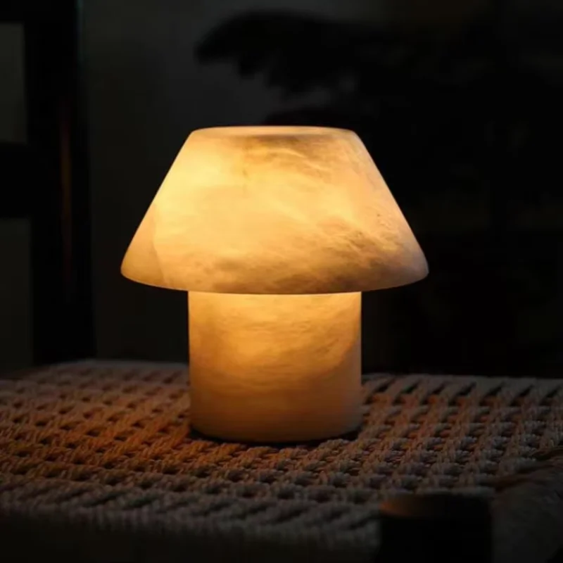 Artsolute Dimmable Warm LED Table Lamp Handcrafted Modern Design Alabaster Electric 15-25 Days Delivery for Bedside Living Room