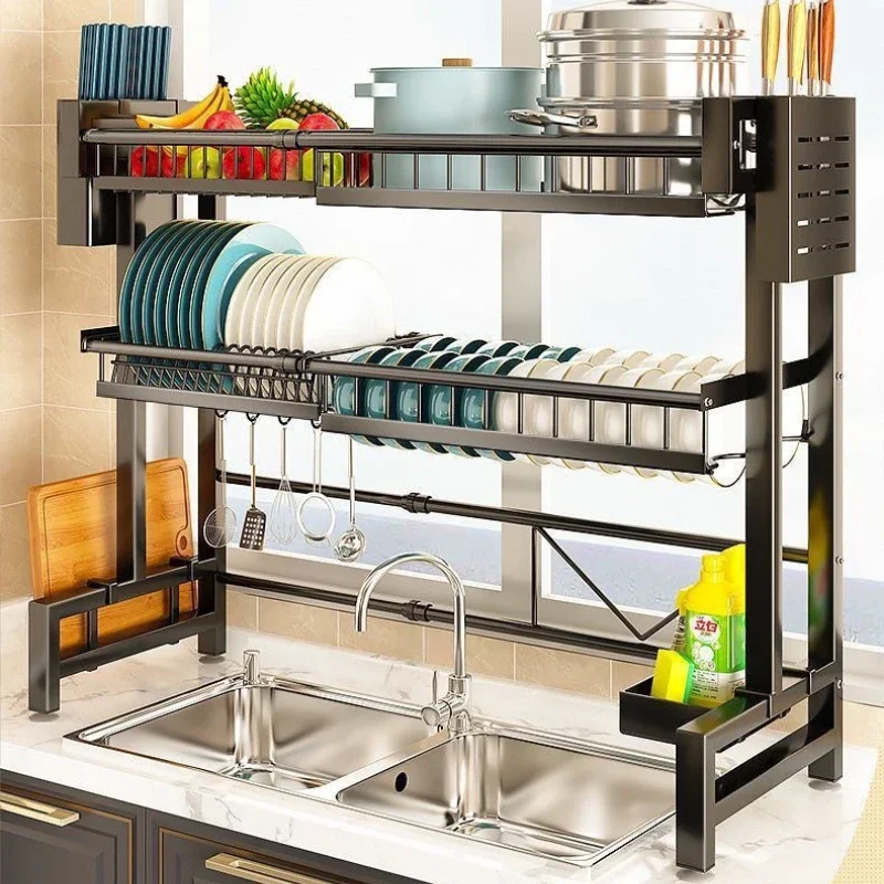 Retractable Kitchen Sink Rack, Countertop, Dishes Drain, Basket, Sink, Dishwasher, Tableware Box, Filtered Water Storage