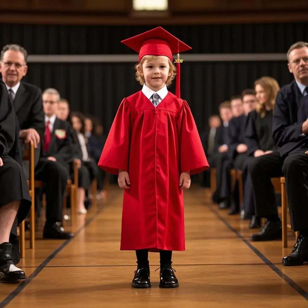 Conjunto de gorra y bata de graduación para jardín de infantes, traje de graduación de felicitaciones unisex con dijes de borlas 2026 para jardín de infantes preescolar