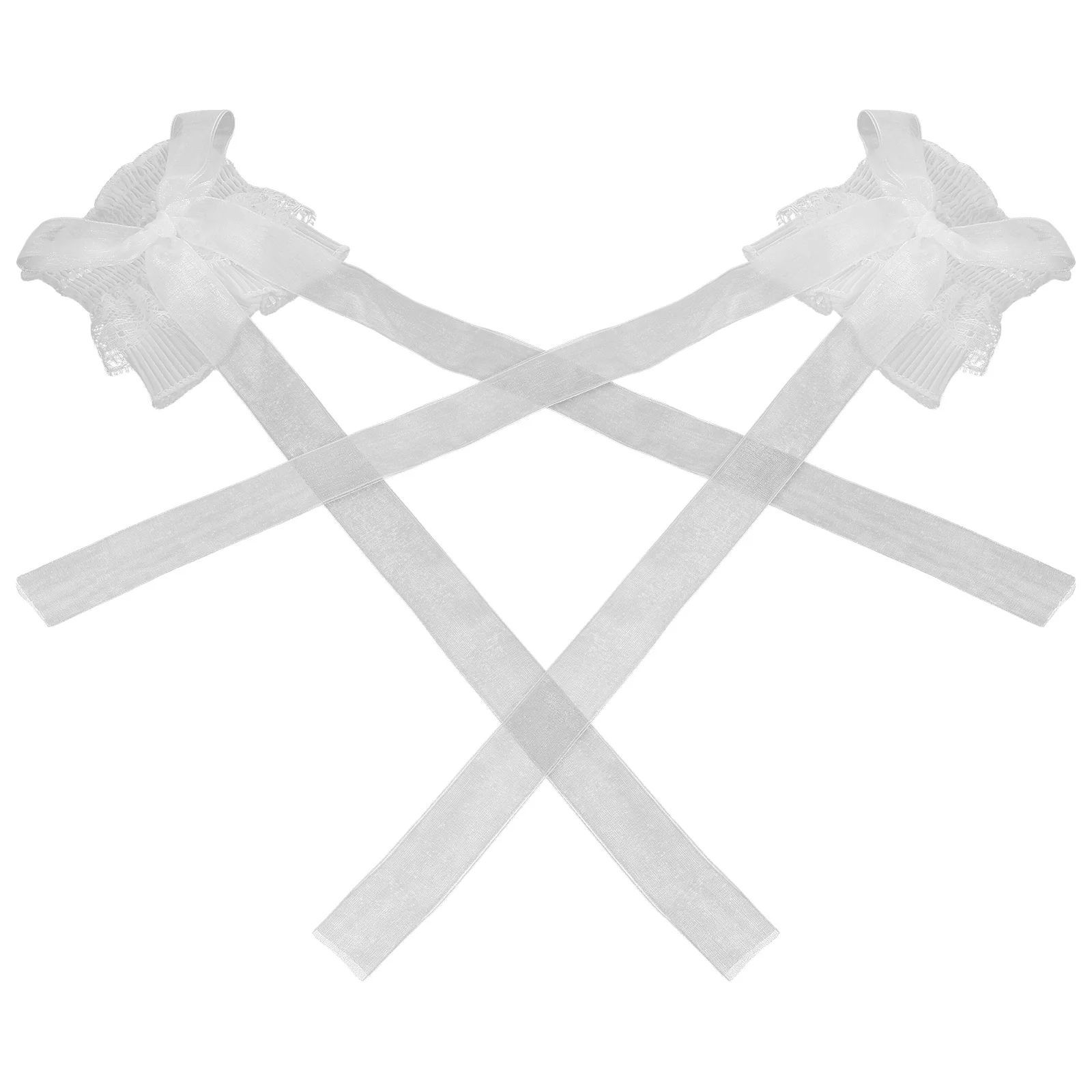 1 par lolita rendas braço punhos arco fita longa decorativa mangas do braço plissado punhos manga cosplay festa acessórios de palco