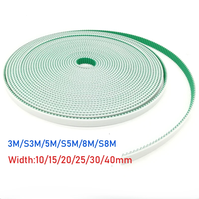 1Meter 3M/S3M/5M/S5M/8M/S8M Green Open Timing Belt Width 10/15/20/25/30/40mm Polyurethane steel Timing Belt