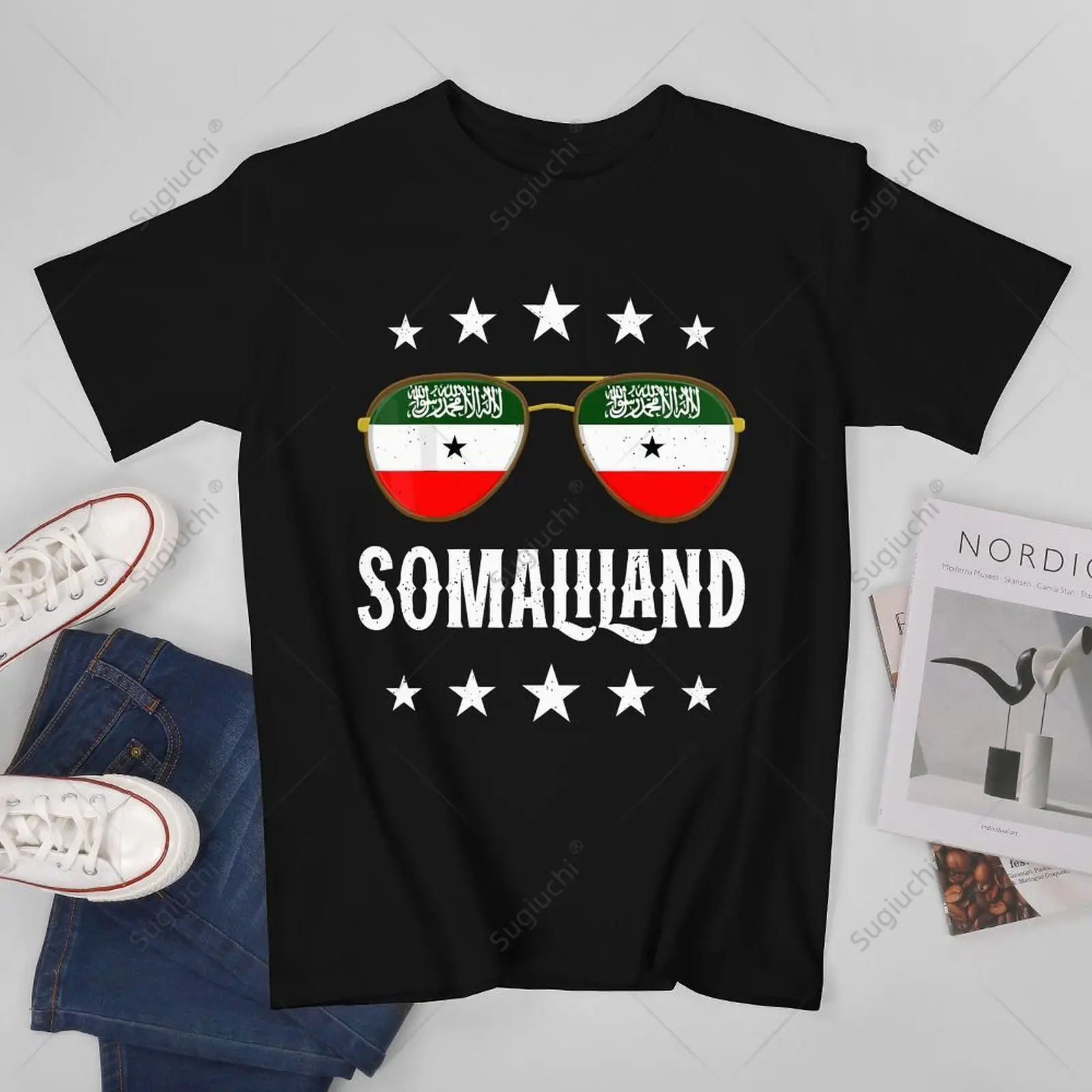 Unisex Men Somaliland Flag Sunglasses Tshirt Tees T Shirts Women Boys 100% Cotton T-Shirt