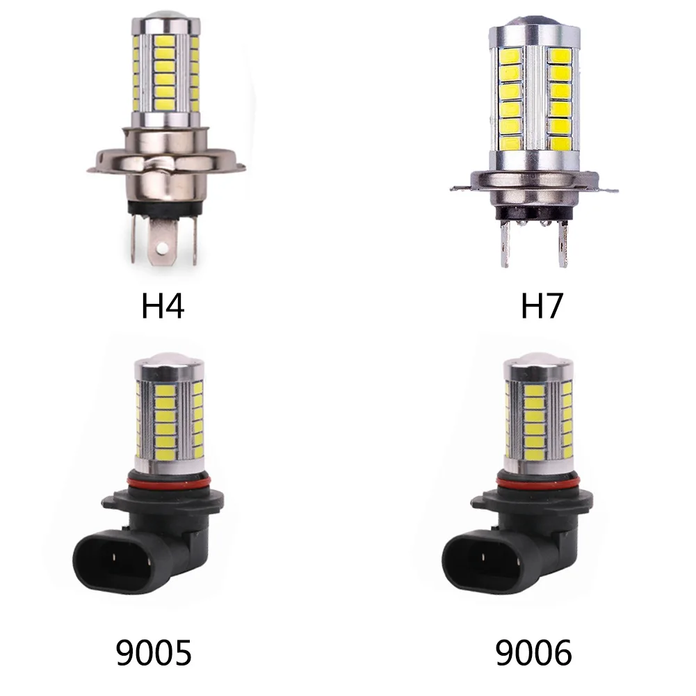 Lámpara LED antiniebla delantera para coche, bombillas de conducción de alta potencia, 2 piezas, H4, H7, 5630, 33SMD, 12V