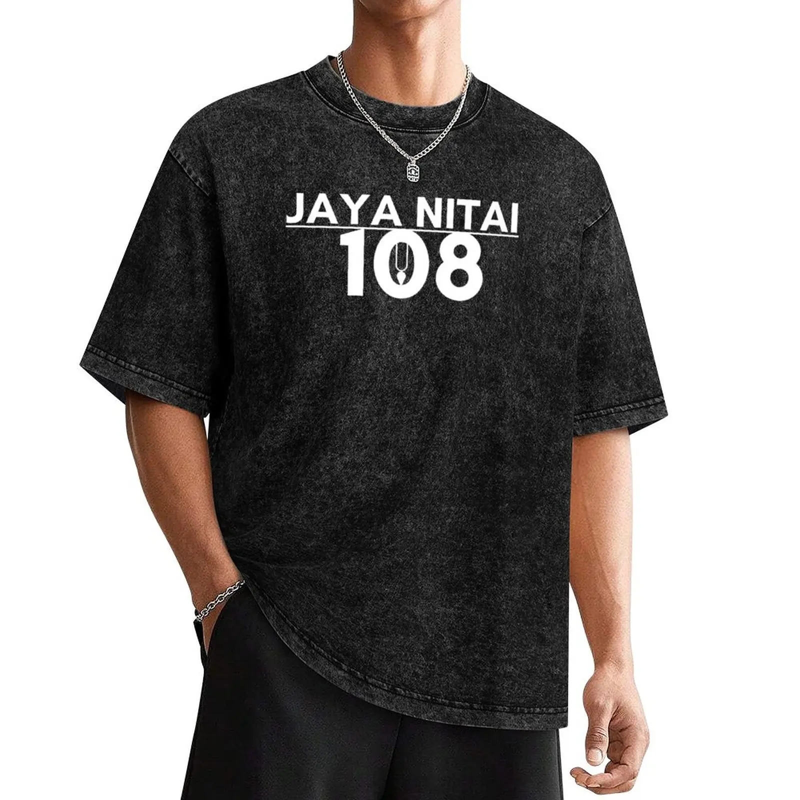 

Jaya Nitai White Design T-Shirt oversized graphic tee designer shirts black t shirts for men