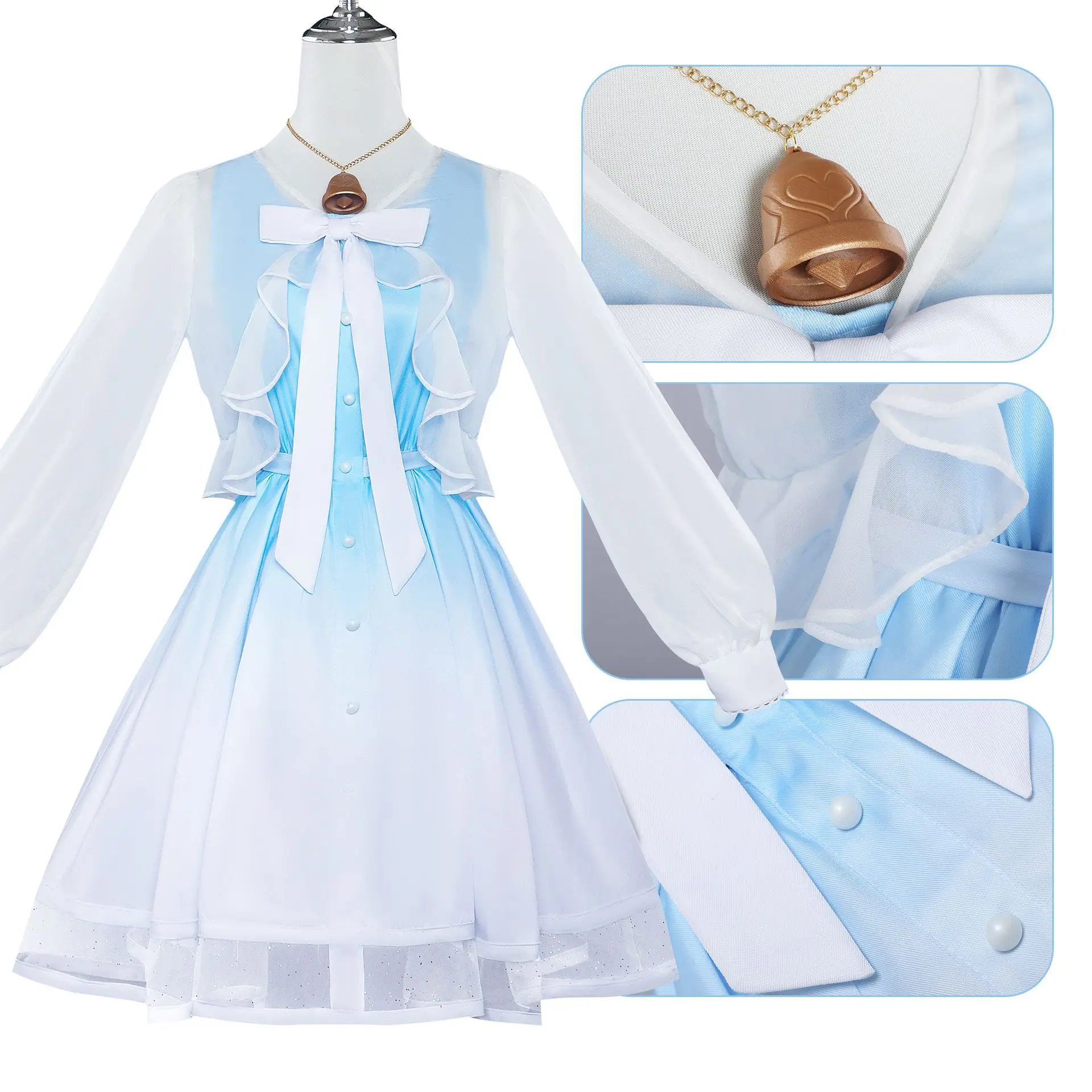 Ganyu Cosplay Costume Game Genshin Impact Costume Wig Lovable Blue Lolita Halloween Party Dress Suit