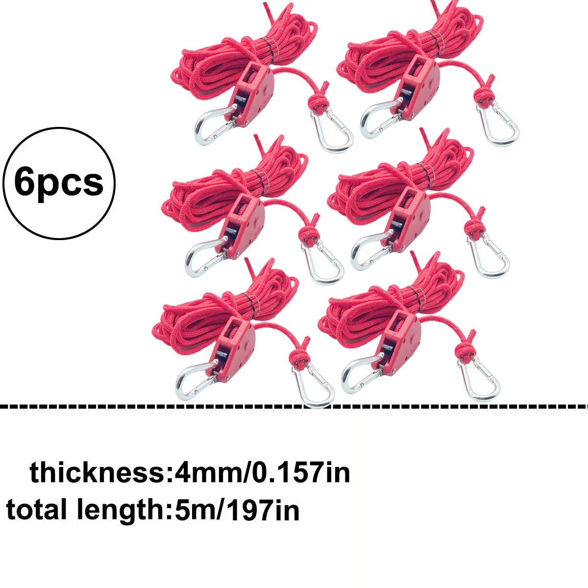 6 Stuks Reflecterende Camping Tent Touw Tie Down Fastener Vaste Gesp Katrol Spanner Ratel Hangers Luifel Wind Touw Outdoor