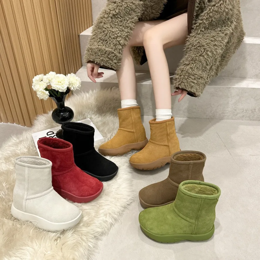 

Женские зимние утепленные флисовые сапоги-дутики с увеличенной внутренней подошвой, водонепроницаемые, короткие, модные, повседневные, на резиновой подошве