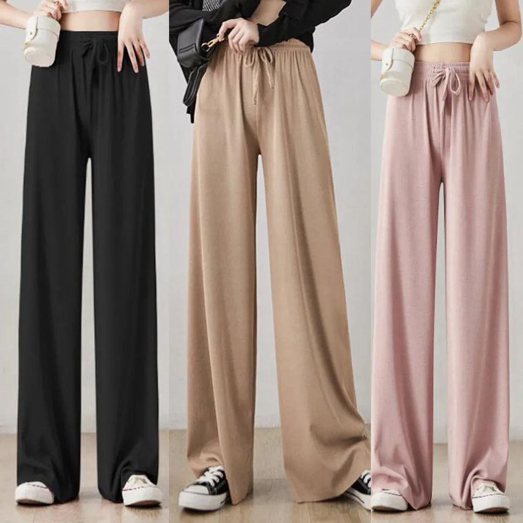 

Linen Wide-legged Pants Female Spring and Summer Thin Section Casual Loose Cotton Pants Drape High Waist Straight Women Pants