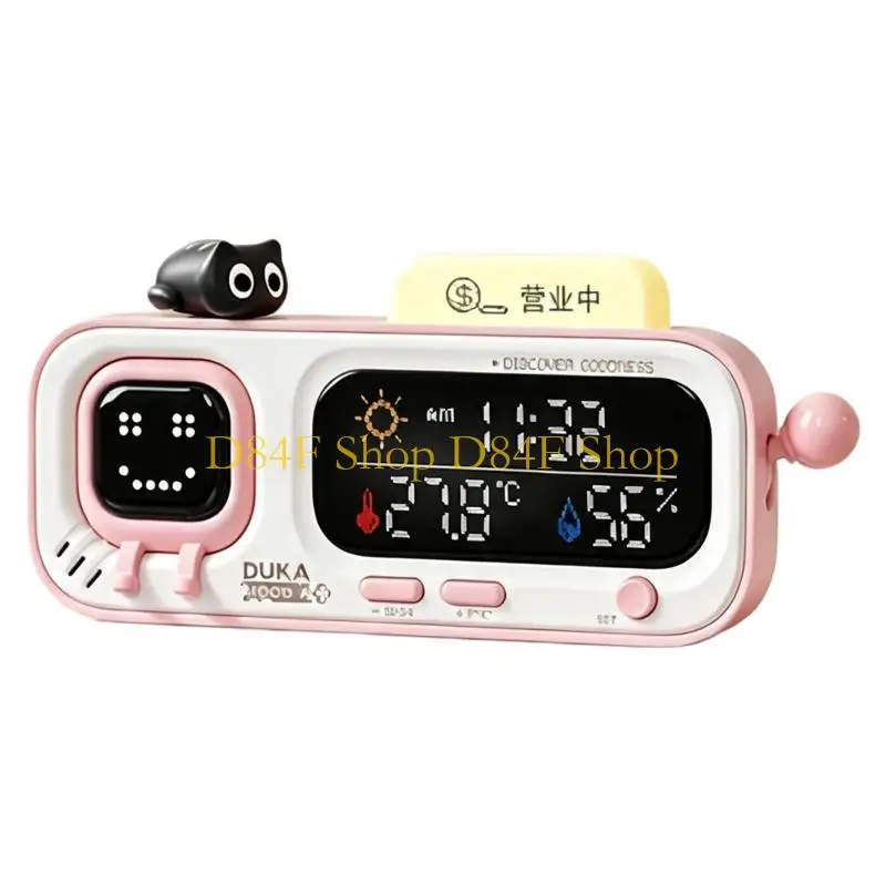 D84F Pixels Mood A Digital Thermometers Hygrometer Clock, Indoor Desktop Hanging Decors