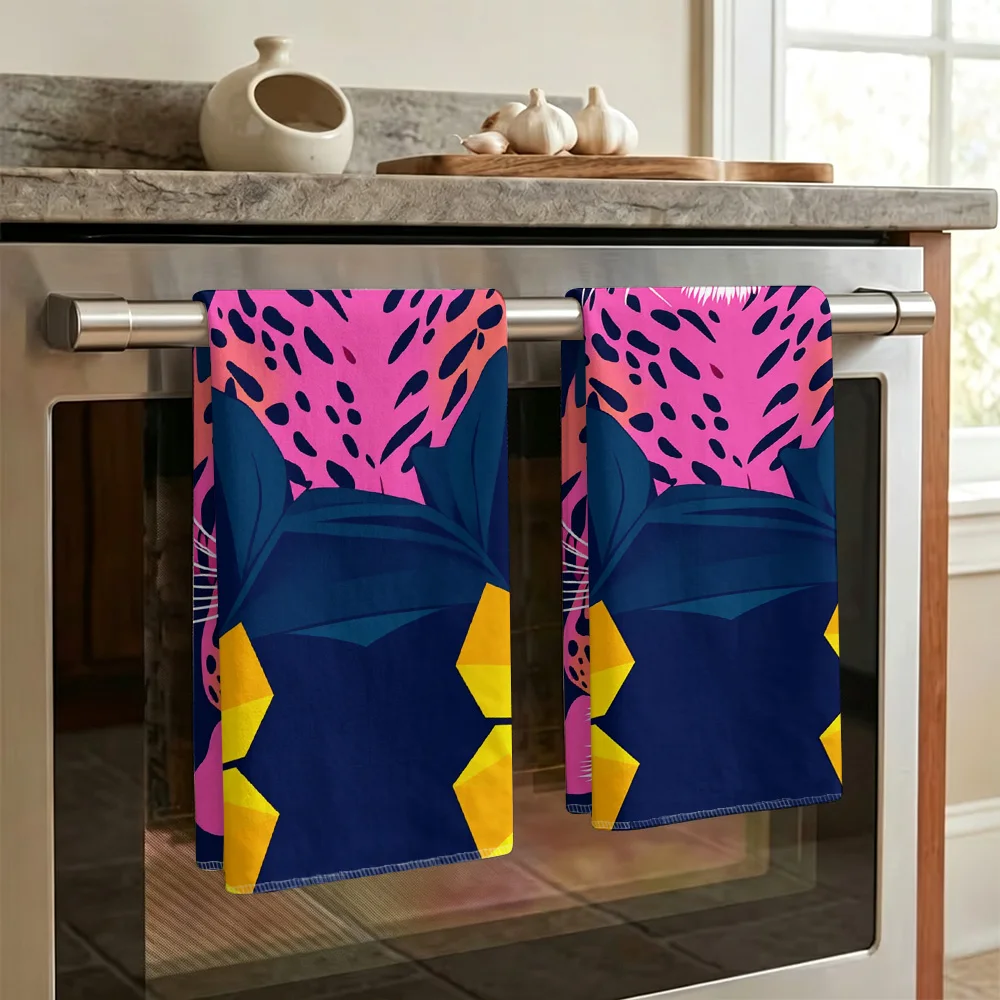 1pc/2pcs Leopard Print Kitchen Towel-Super absorbent, reusable polyester dishcloths perfect for home decor, cooking, baking and