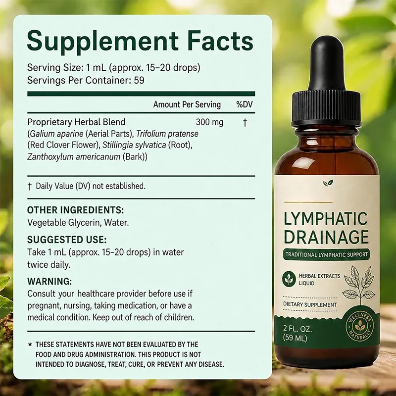 59ml Drenaje Linfatico Natural Herbal Wellness Drops Liquid Lymphatic Support Drainage Liquid Daily Body Care Lightweight