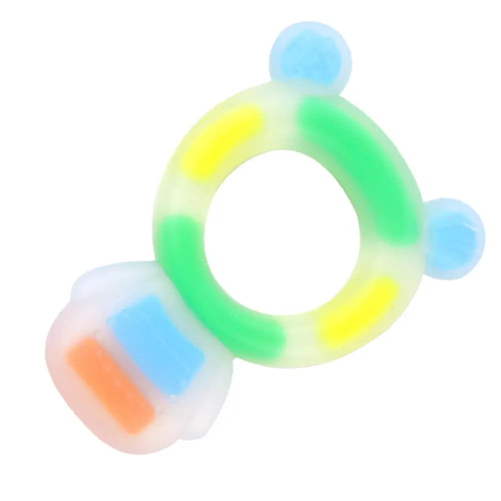 

1pc Baby Teething Silicone Chew Ring For -Soothing Teethers Soft Blue Portable Baby Plaything Silicone Gum
