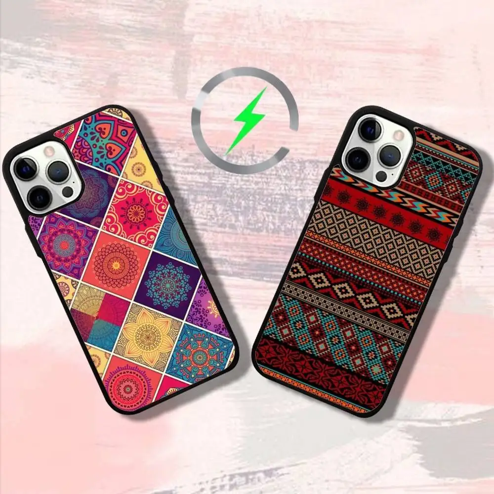 

Art Bohemian Patterne Phone Case For iPhone 16,15,14,13,12,11,Pro,Max,Plus,Mini,SE4,E Magnetic Magsafe Wireless Charging