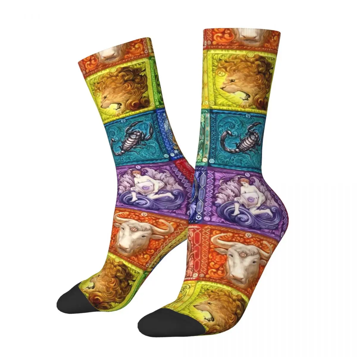 Astrology Socks Autumn Zodiac Print Stockings Casual Women Men Soft Breathable Socks Graphic Running Sports Anti Bacterial Socks