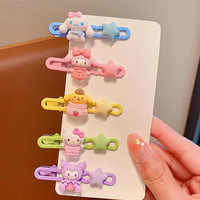 1Pair Cartoon Grip Clip Duckbill Clip Hairpin For Girl Headwear Cartoon Kuromi Pochacco Shark Clip