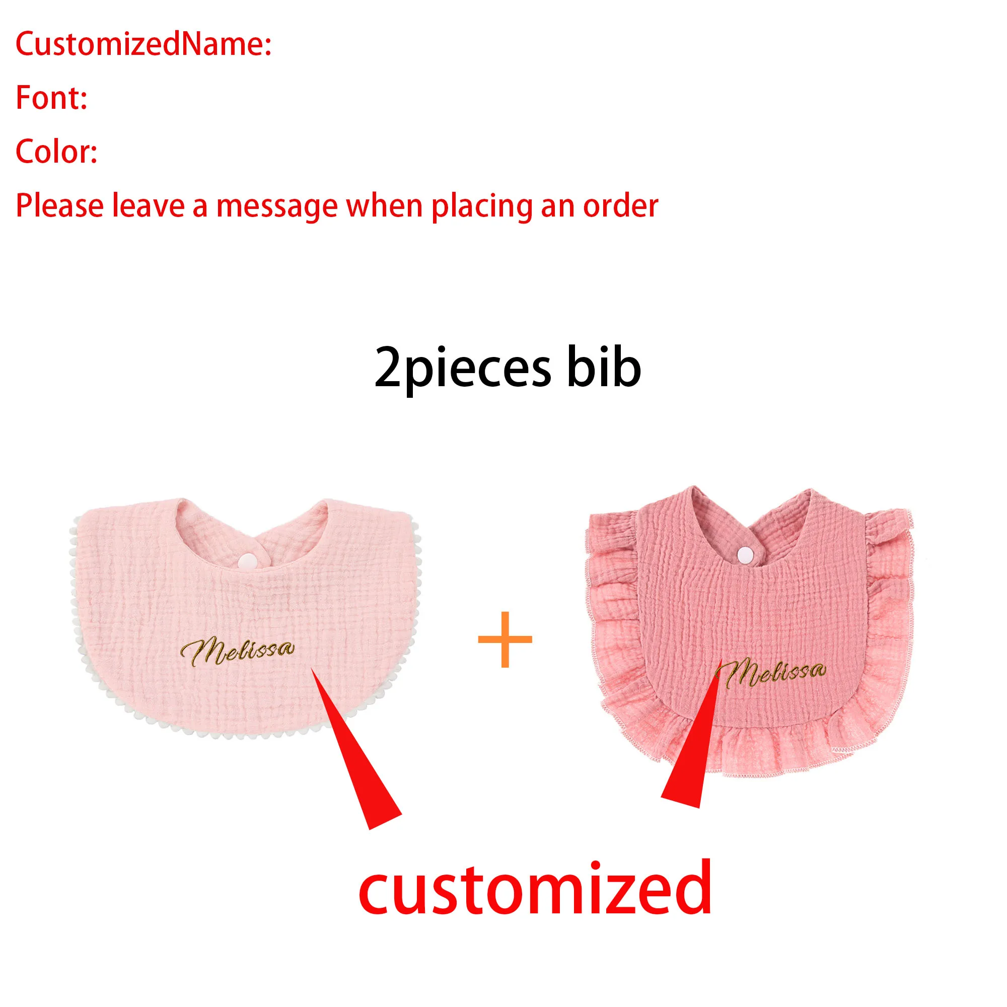 Personalisierte Wasserdichte Reine Baumwolle Baby-Lätzchen 2 Stück Weiche Saugfähige Spucktücher Säuglings-Fütterungslätzchen Neugeborenen Jungen Mädchen Geschenk – Detail 7