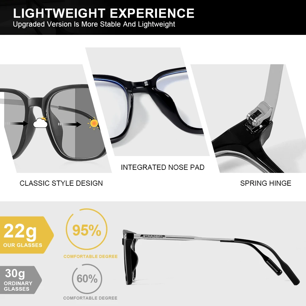 CRIXALIS Photochrome klassische Vintage-Sonnenbrille für Damen und Herren, Metallrahmen-Design, Sonnenschein-Laufbrille, UV400-Schirm – Detail 3