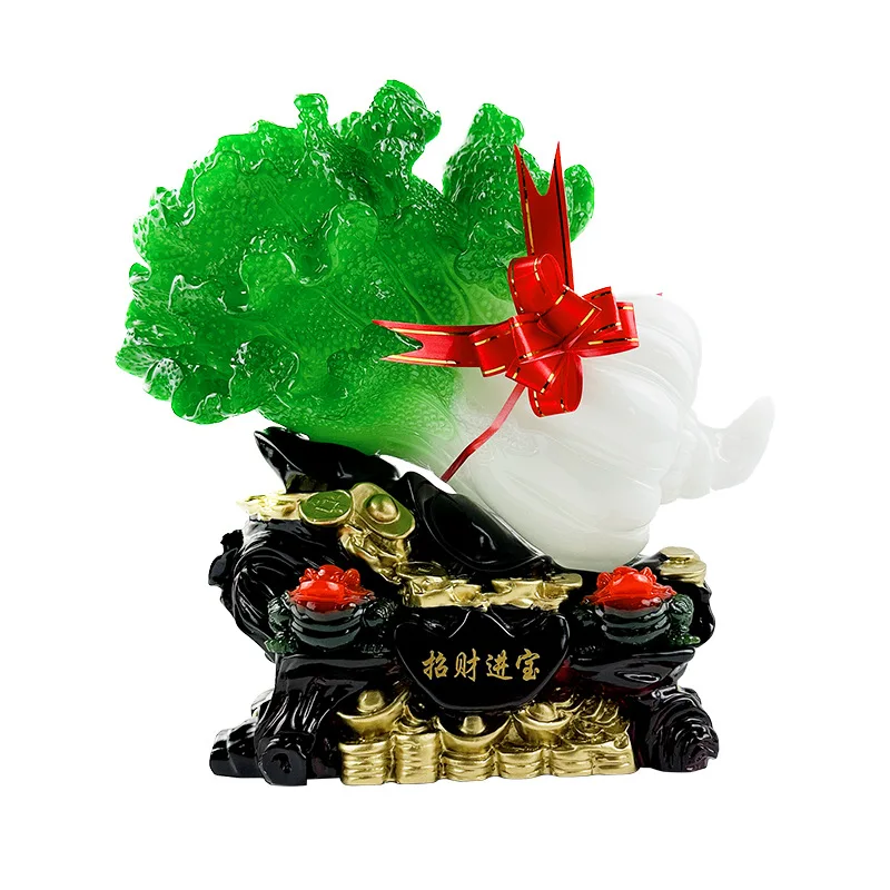 Jadeite Cabbage Resin Ornament for Home Decoration, Living Room, Entrance, Company Grand Opening, Business Gift—Wholesale for W