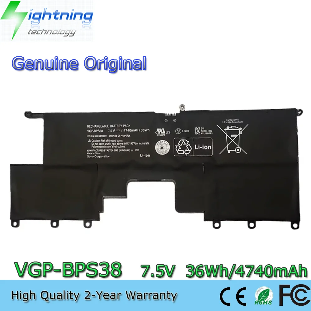 Batterie d'origine VGP-BPS38 pour SONY PRO11 PRO13 SVP1321BPXB SVP13216PG BPS38, nouvelle collection
