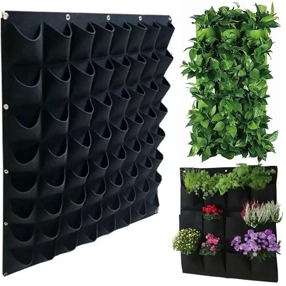

2pcs Breathable Thick Felt Wall Hanging Planter 25、36 Pocket Vertical Garden Grow Bag for Vegetable Flower Home Decor