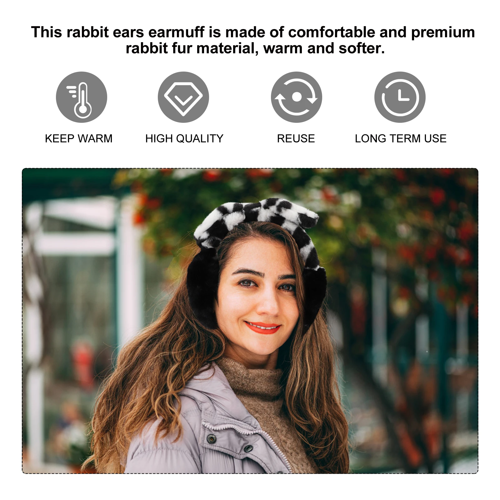 

Antifreeze Earmuffs Cover Protection Furry Rabbit Ears Protector Warm for Girls