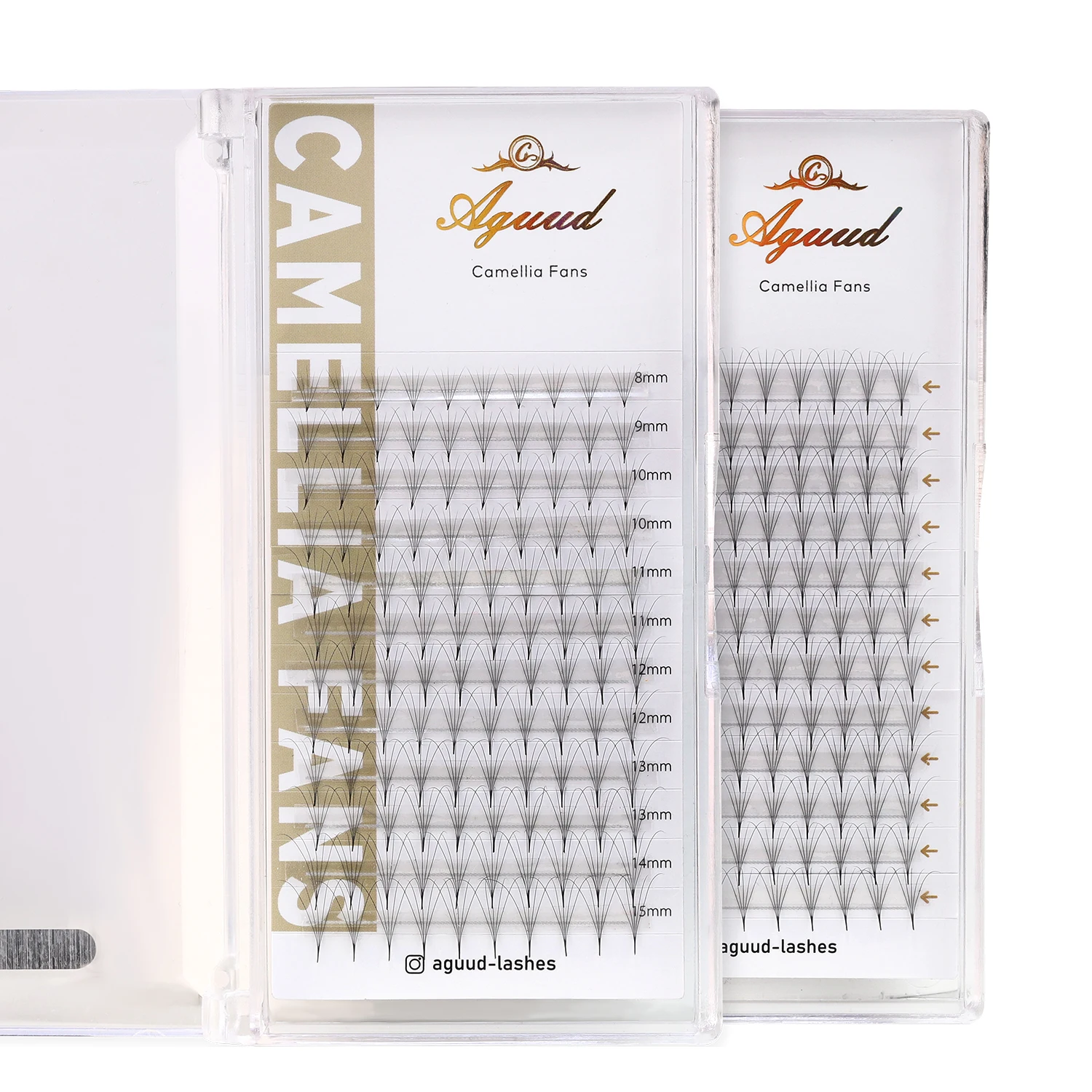 AGUUD Camellia Lashes, vorgefertigte Volumenfächer, 5D, 8D, 10D, spitze Basis, mittlerer Stiel, künstliches Nerzvolumen, Kamelie, blühende Wimpernfächer – Detail 12