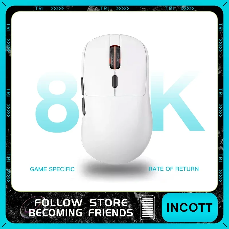 INCOTT GHERO Wireless Gaming Mouse Dual Mode PAW3395 Sensor 8K Low Delay Fast Charging  Battery Ergonomic Pc Gaming Gift Mouse