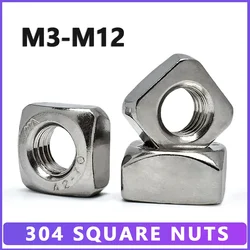 Square Nuts 304 Stainless steel M3 M4 M5 M6 M8 M10 M12 Threaded Square Nut Foursquare Quadrate For Furniture High Quality DIN557