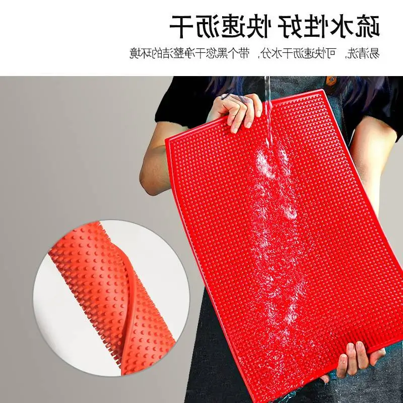 Waterproof Rectangular Bar Counter Mat Anti-Slip Pad for Tea op ake Cup Lemon Tea Pad Hammer Beat Tea Mat Dining Table Mat