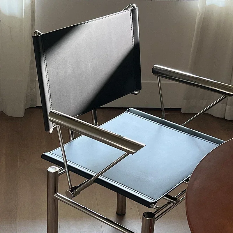Single chair stainless steel medieval Bauhaus niche back chair