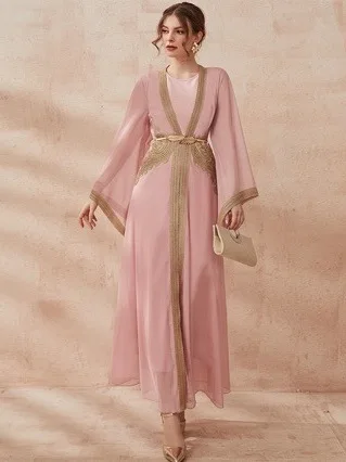 

Middle East Hui Ethnic Women's Fashion Spring Summer New Vest Dress Long Skirt Outer Mesh Set Chinese Traditional Costume