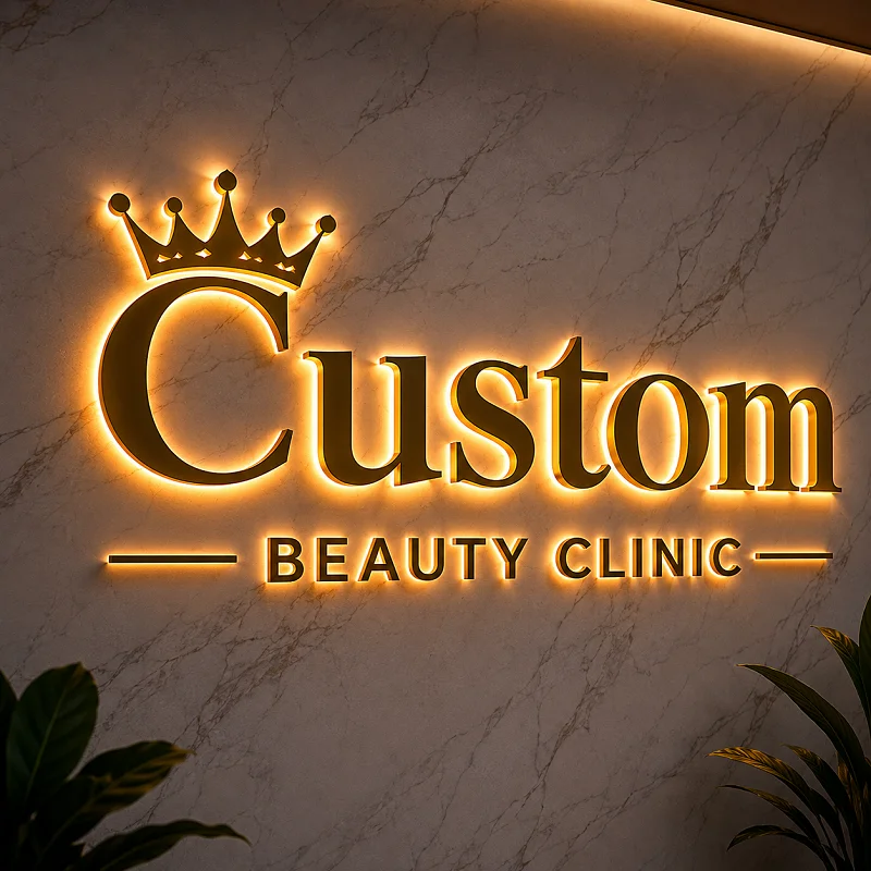

3D Illuminated Metal Outdoor Business Sign Custom Logo Backlit Business Sign Company Business Office Beauty Salon Signage